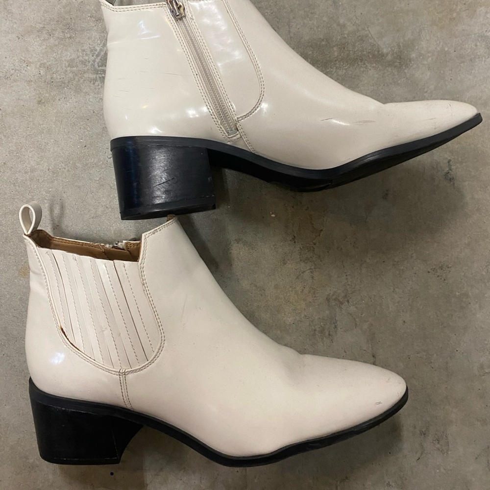 Franco Sarto White Patent Leather Ankle Booties
